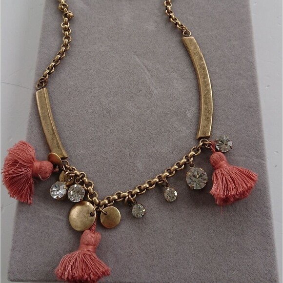 J. Crew Tassel Statement Rhinestone Necklace - Picture 5 of 8